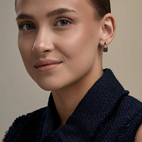 Серьги SOKOLOV - Серебро 925, Гранат, Синтетический рубин, Фианит (арт. 92023280)