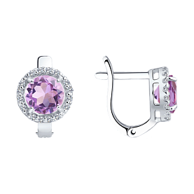 Серьги SOKOLOV - Серебро 925, Аметист, Фианит (арт. 92021166)