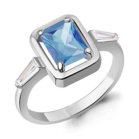 Кольцо Аквамарин - Серебро 925, Синтетический топаз, Фианит (арт. 65020992.5)