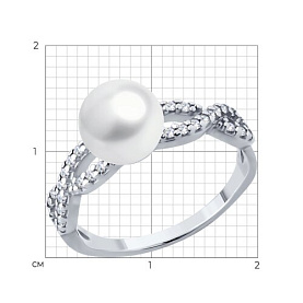 Кольцо SOKOLOV - Серебро 925, Фианит, Жемчуг культивированный (арт. 92014603)