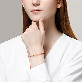 Браслет SOKOLOV - Золото 585, Синтетический рубин, Фианит (арт. 750238)