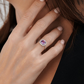Кольцо SOKOLOV - Серебро 925, Аметист, Фианит (арт. 92014640)