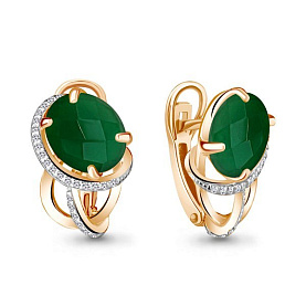 Серьги Аквамарин - Серебро 925, Агат, Фианит (арт. 4422909А.6)