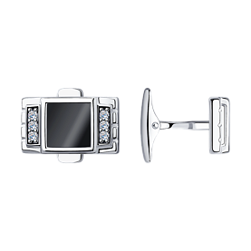 Запонки Diamant - Серебро 925, Оникс, Фианит (арт. 94-160-00368-1)