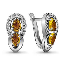 Серьги Аквамарин - Серебро 925, Фианит, Цитрин (арт. 4720906А.5)
