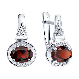 Серьги SOKOLOV - Серебро 925, Гранат, Фианит (арт. 92025366)