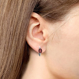 Серьги Аквамарин - Серебро 925, Гранат (арт. 40066703.5)