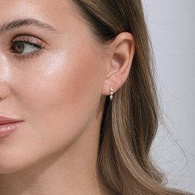 Серьги ЮФ Династия - Золото 585, Фианит (арт. 000552-1102)