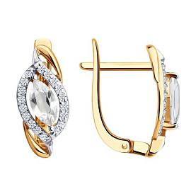 Серьги SOKOLOV - Золото 585, Горный хрусталь, Фианит (арт. 729317)