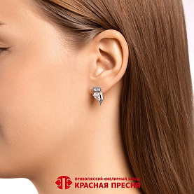 Серьги Красная пресня - Серебро 925, Фианит (арт. 33817350)