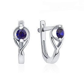 Серьги Platinum Lab. - Платина 950, Сапфир (арт. ПС-209С-01)