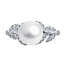 Кольцо SOKOLOV - Серебро 925, Жемчуг культивированный, Фианит (арт. 92014436)