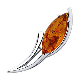 Брошь SOKOLOV - Серебро 925, Янтарь пресс. (арт. 83040017)