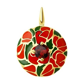 Подвеска Diamant - Серебро 925, Синтетический гранат, Эмаль (арт. 93-330-01661-1)