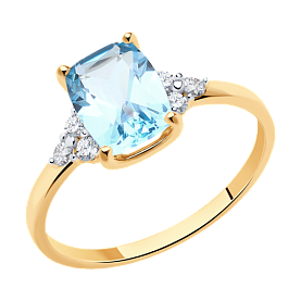 Кольцо SOKOLOV - Золото 375, Топаз, Фианит (арт. 37716192)