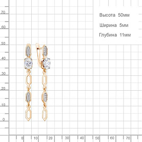 Серьги Аквамарин - Серебро 925, Фианит (арт. 400888А.6)