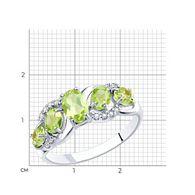 Кольцо SOKOLOV - Серебро 925, Фианит, Хризолит (арт. 92011010)