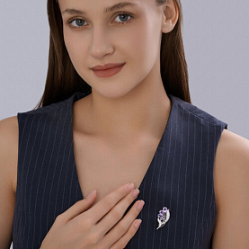 Брошь SOKOLOV - Серебро 925, Аметист, Фианит (арт. 92040127)