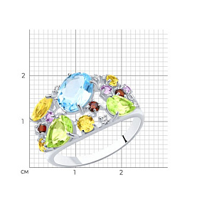 Кольцо SOKOLOV - Серебро 925, Аметист, Гранат, Топаз, Фианит, Хризолит, Цитрин (арт. 92010223)