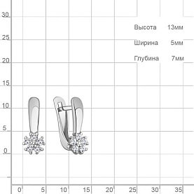 Серьги Аквамарин - Серебро 925, Фианит (арт. 400558А.5)
