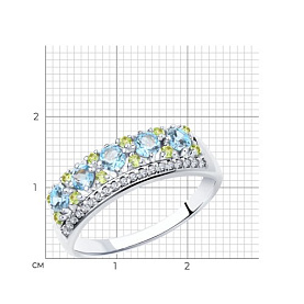 Кольцо SOKOLOV - Серебро 925, Топаз, Фианит (арт. 92012018)
