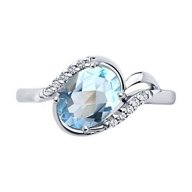 Кольцо Diamant - Серебро 925, Топаз, Фианит (арт. 94-310-00185-1)