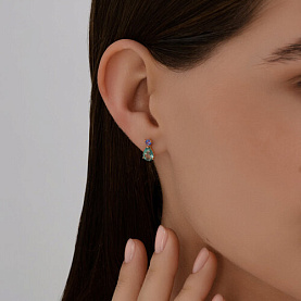 Серьги SOKOLOV - Золото 585, Сапфир, Турмалин (арт. 728998)