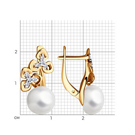 Серьги Diamant - Серебро 925, Жемчуг культивированный, Фианит (арт. 93-320-02080-1)