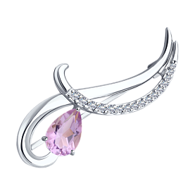 Брошь Diamant - Серебро 925, Аметист, Фианит (арт. 94-340-01053-3)