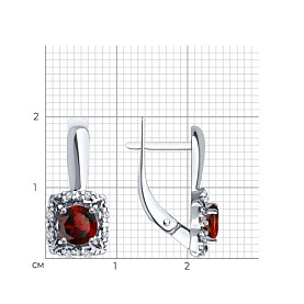 Серьги Diamant - Серебро 925, Гранат, Фианит (арт. 94-320-00180-2)