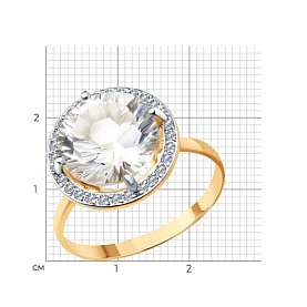 Кольцо SOKOLOV - Золото 375, Горный хрусталь, Фианит (арт. 37716933)