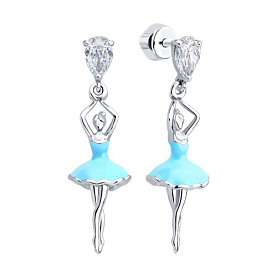 Серьги SOKOLOV - Серебро 925, Фианит, Эмаль (арт. 94026881)