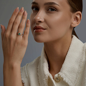 Кольцо SOKOLOV - Золото 585, Агат, Фианит (арт. 717328)