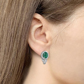 Серьги Аквамарин - Серебро 925, Агат, Фианит (арт. 4785509А.5)