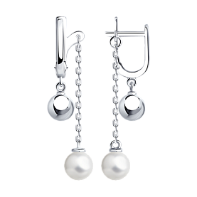 Серьги SOKOLOV - Серебро 925, Жемчуг имитация (арт. 94024773)