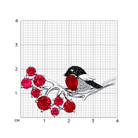 Брошь SOKOLOV - Серебро 925, Синтетический рубин, Фианит (арт. 94040139)