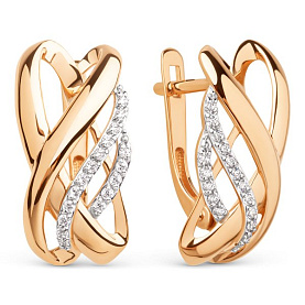 Серьги ЮФ Династия - Золото 585, Фианит (арт. 022322-1102)