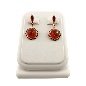 Серьги Янтарная волна - Серебро 925, Эмаль, Янтарь (арт. 821452р)