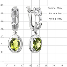 Серьги Аквамарин - Серебро 925, Фианит, Хризолит (арт. 45012907А.5)