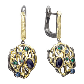 Серьги Мастер Клио - Серебро 925, Синтетическая шпинель, Содалит (арт. 36С158066)
