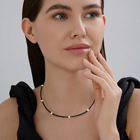 Колье SOKOLOV - Серебро 925, Жемчуг имитация, Шпинель (арт. 83070060)