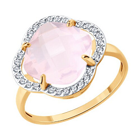 Кольцо SOKOLOV - Золото 585, Кварц, Фианит (арт. 717201)