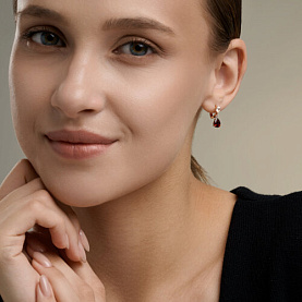 Серьги SOKOLOV - Золото 585, Горный хрусталь, Гранат (арт. 729262)