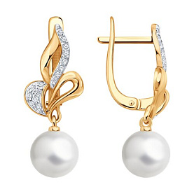 Серьги SOKOLOV - Золото 585, Жемчуг культивированный, Фианит (арт. 792472)