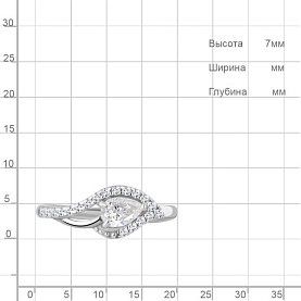 Кольцо Аквамарин - Серебро 925, Фианит (арт. 600210А.5)
