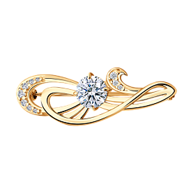 Брошь SOKOLOV - Серебро 925, Фианит (арт. 93040001)