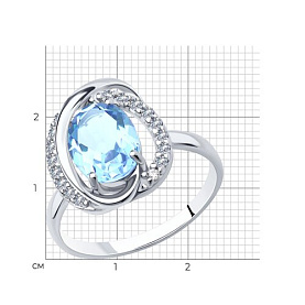 Кольцо SOKOLOV - Серебро 925, Топаз, Фианит (арт. 92011938)