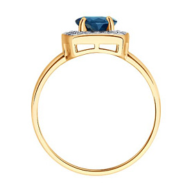 Кольцо SOKOLOV - Серебро 925, Топаз лондон, Фианит (арт. 92014549)