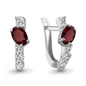 Серьги Аквамарин - Серебро 925, Гранат, Фианит (арт. 45026003.5)