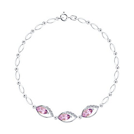 Браслет SOKOLOV - Серебро 925, Аметист, Фианит (арт. 92050093)